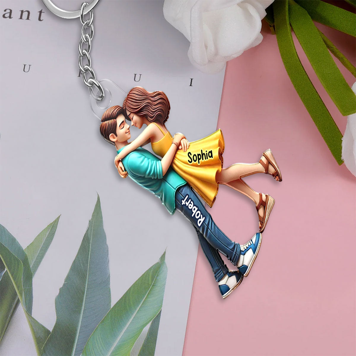 3D Effect Couple Hugging Personalized Acrylic Keychain, Heartfelt  Gift For Couple, For Him, For Her, Boyfriend, Girlfriend, Husband, Wife