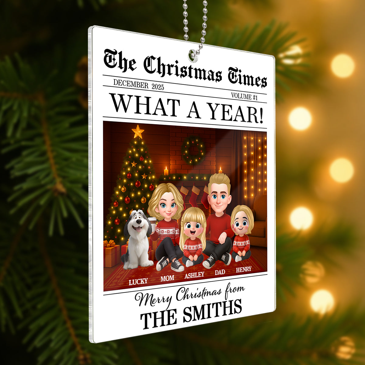 The Christmas Times Family Sitting - Personalized Acrylic Ornament