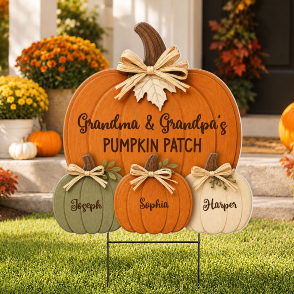 Cozy Rustic Fall Vibe Grandpa Grandma's Pumpkin Patch - Personalized Yard Sign - Fall Decor For Grandparents