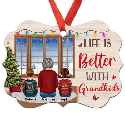 Sitting By Window Grandma Grandkids Personalized Christmas Ornament