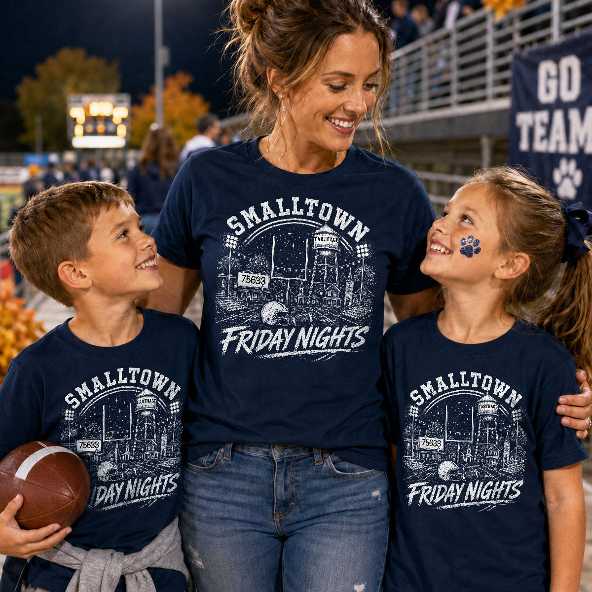 Custom Town Name & Zip Code Game Day Football - Personalized Shirt - Trendy Tee for Football Mom