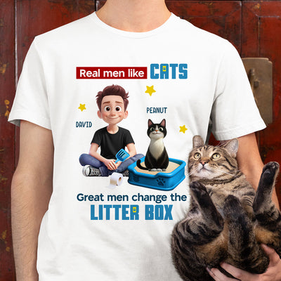 Cat Dad Change The Litter Box Personalized Shirt, Funny Father's Day gift