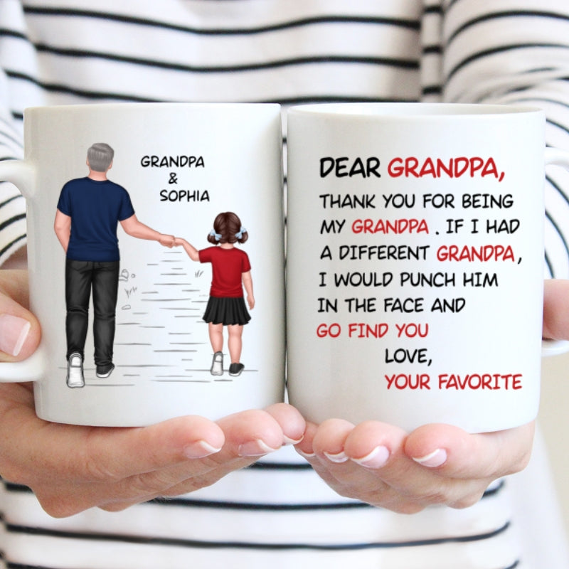 Dear Grandpa Thanks For Being My Grandpa Personalized Mug, Father's Day Gift For Grandpa