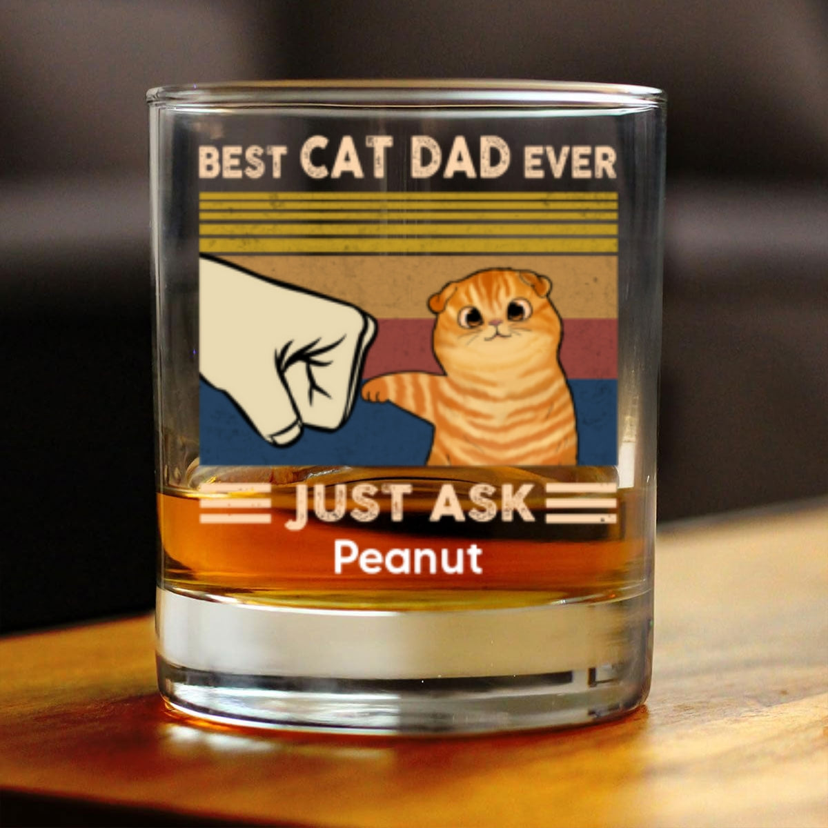 Father’s Day 2025 Gift for Cat Dads - Custom Cat Fist Bump Personalized Wine Glass