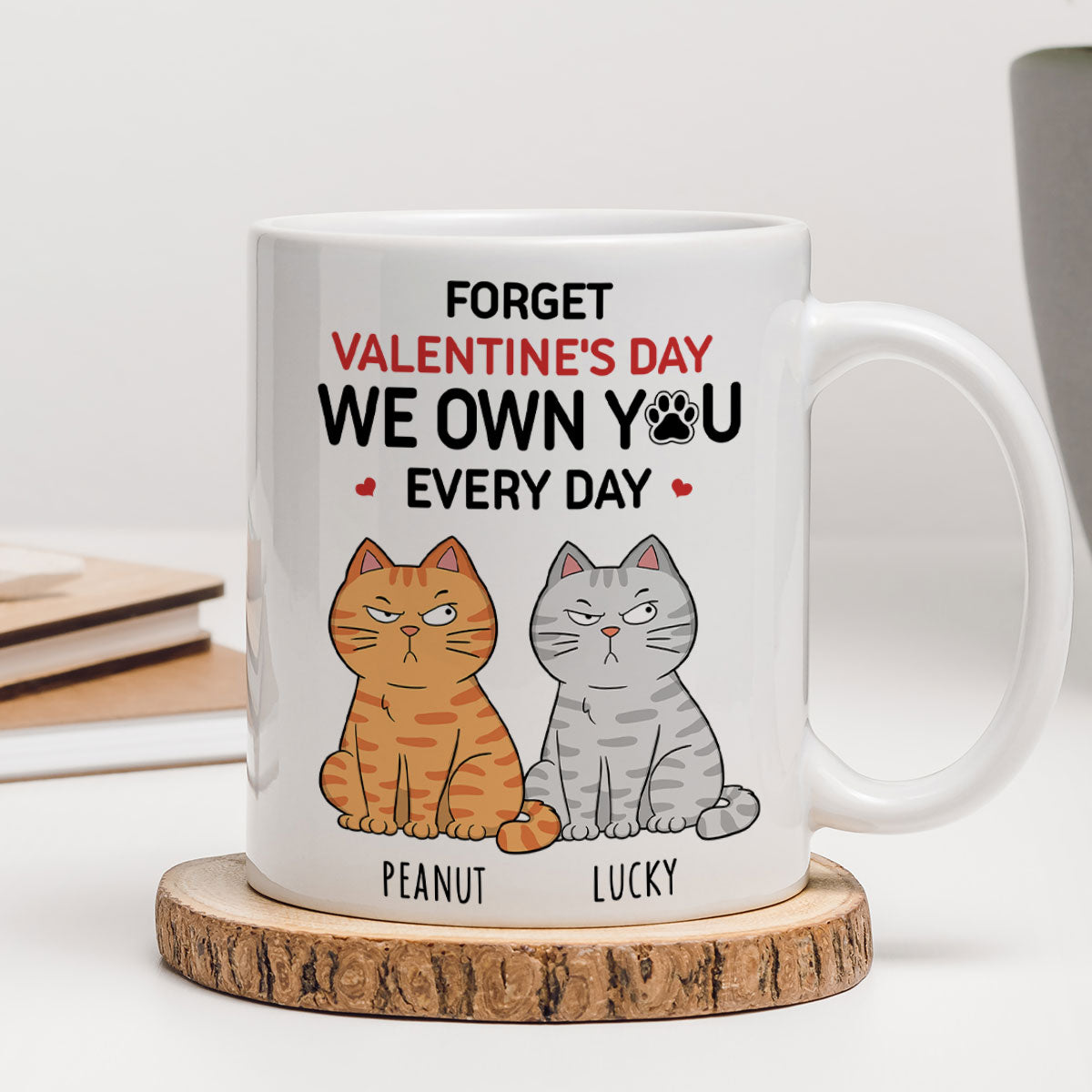 Forget  We Own You Everyday Funny Personalized Mug for Cat Moms, Cat Dad