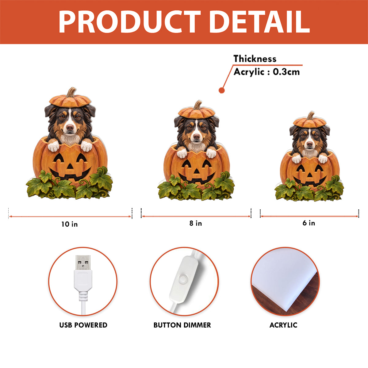 Custom Dog Cat Pumpkin Art - Personalized Light Box - Pet Halloween Fall Decor