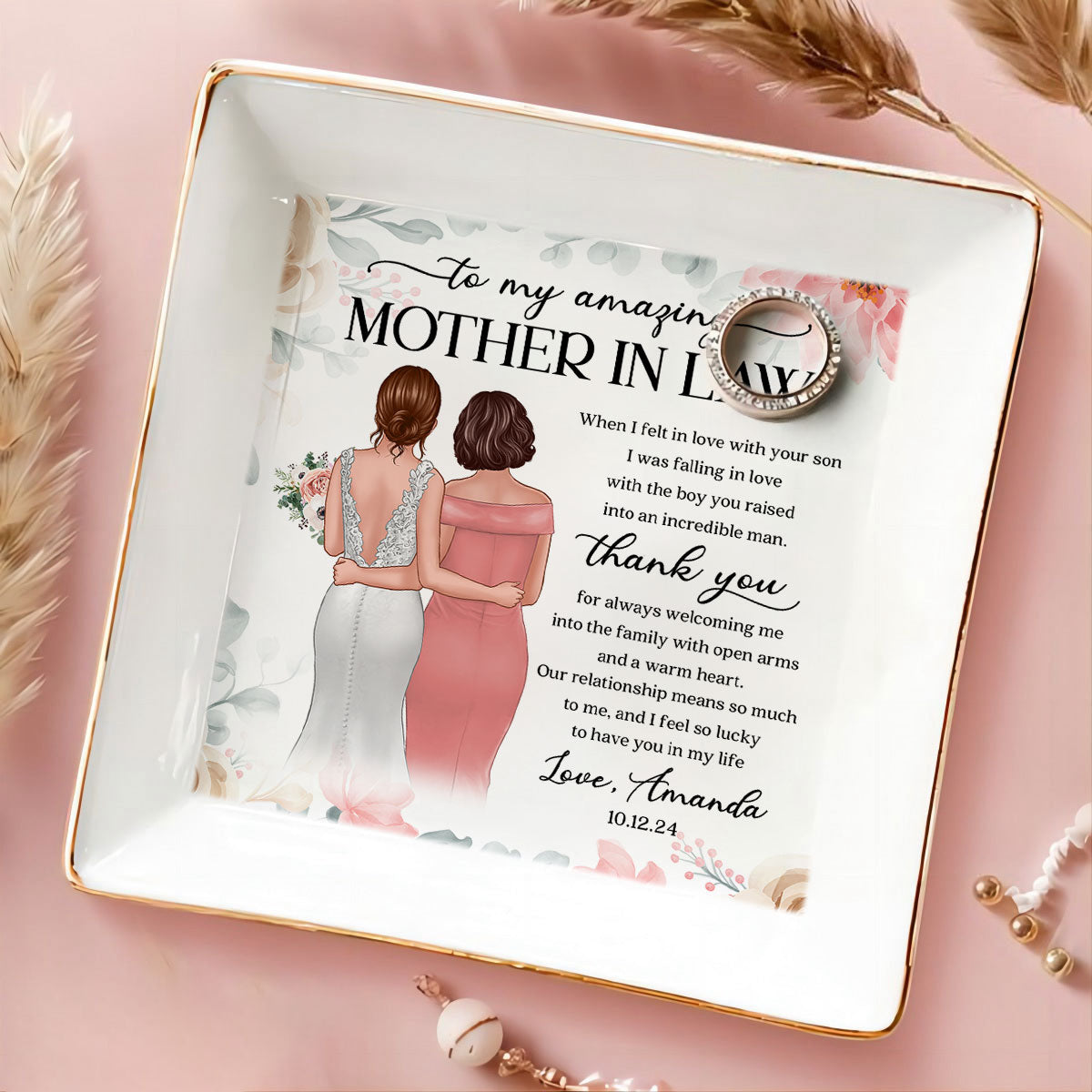 To My Amazing Mother In Law Personalized Jewelry Dish, Unique Wedding Gift, Sentimental Gift For Mother In Law From Bride