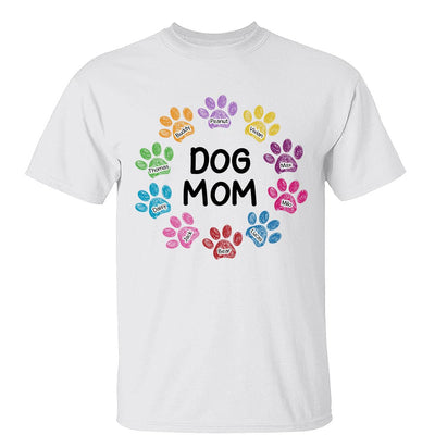Colorful Sketch Paws Dog Mom Personalized Shirt