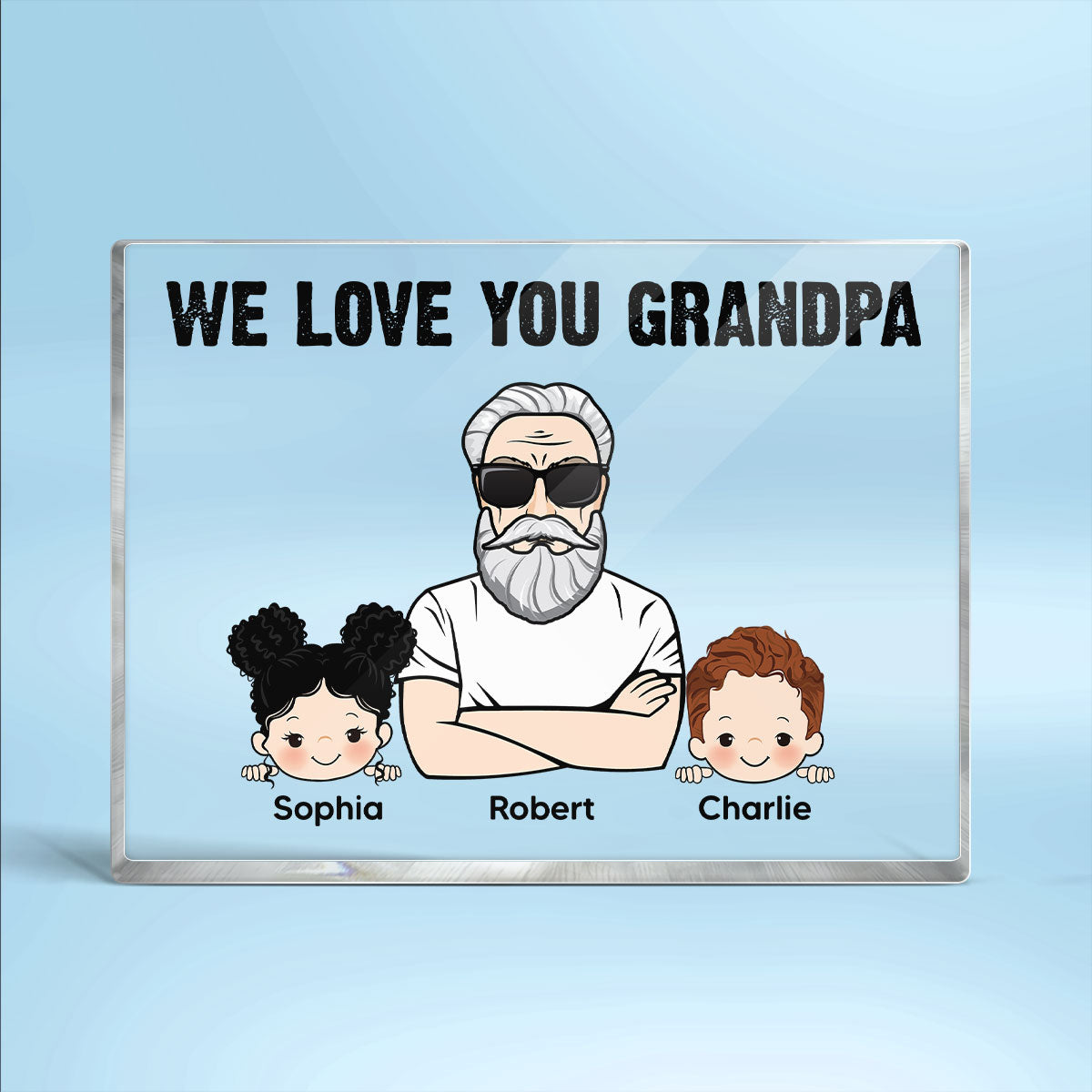 Grandpa We Love You Personalized Horizontal Rectangle Acrylic Block Plaque