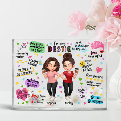 Pretty Besties Sisters Funny Gift Personalized Acrylic Block Plaque