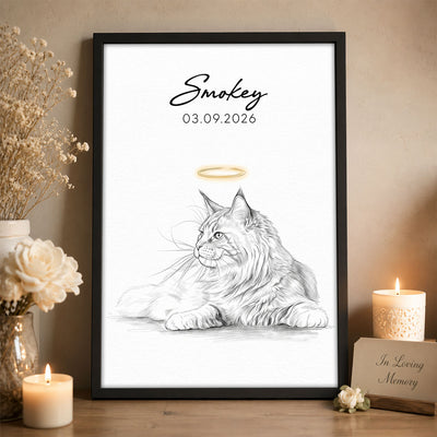 Custom Pet Memorial Portrait - Personalized Poster - Pet Loss Gift, Dog Cat Remembrance