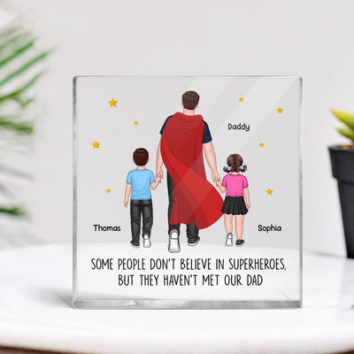 Super Dad And Kids Father‘s Day Gift Personalized Acrylic Block Plaque