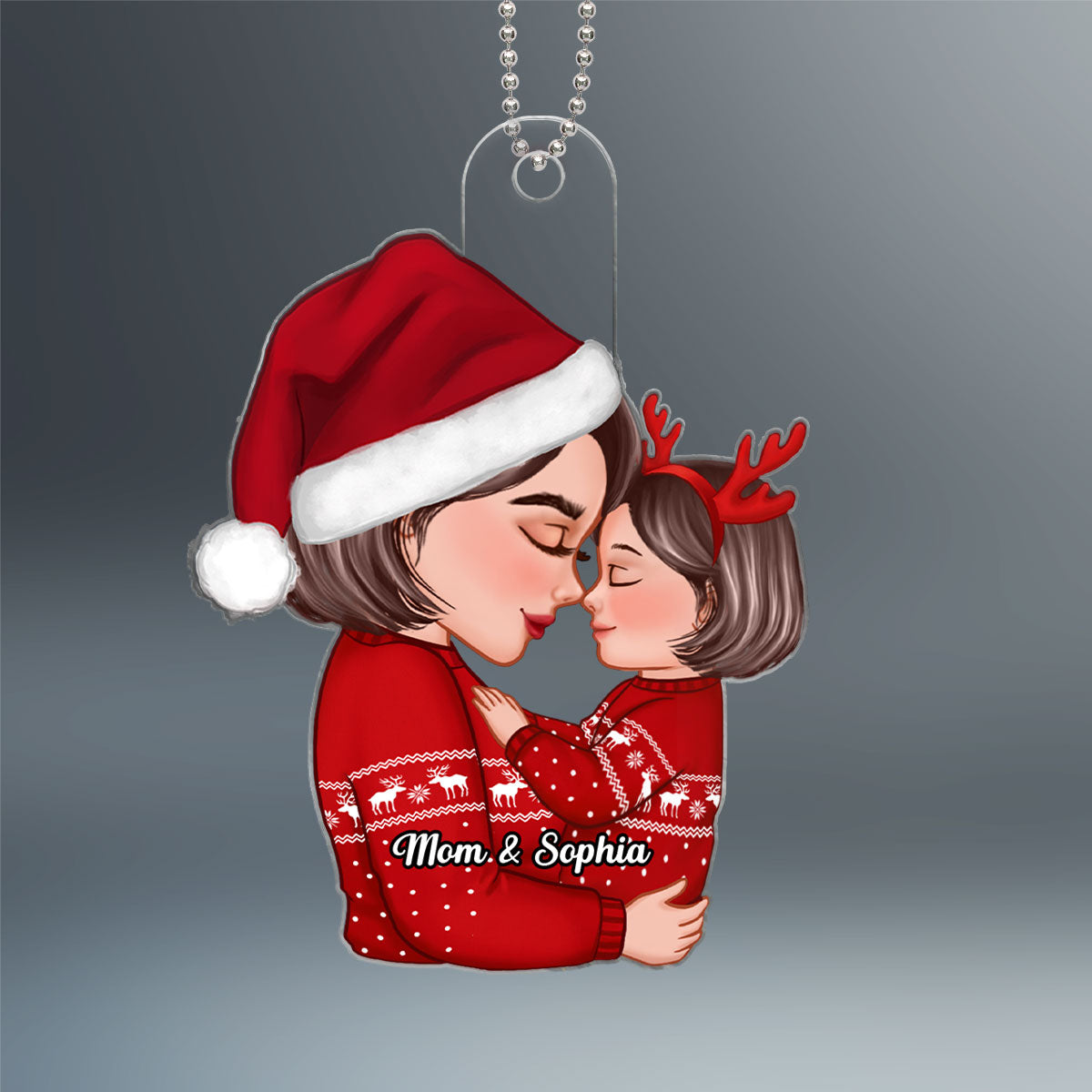 Grandma Mom Holding Kid Embracing Side View Personalized Acrylic Ornament