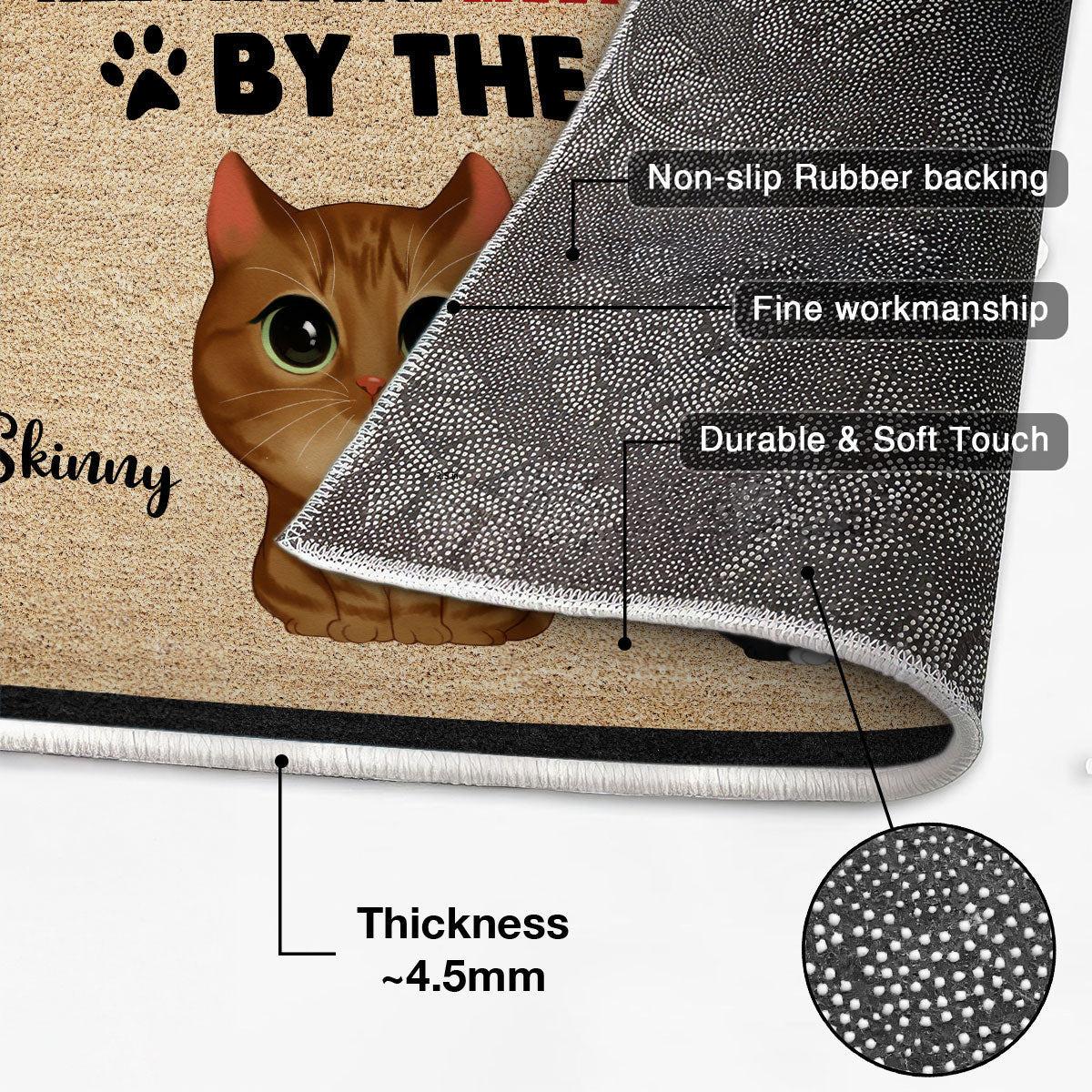 Watercolor Cute Cats All Visitors Must Be Approved Personalized Doormat