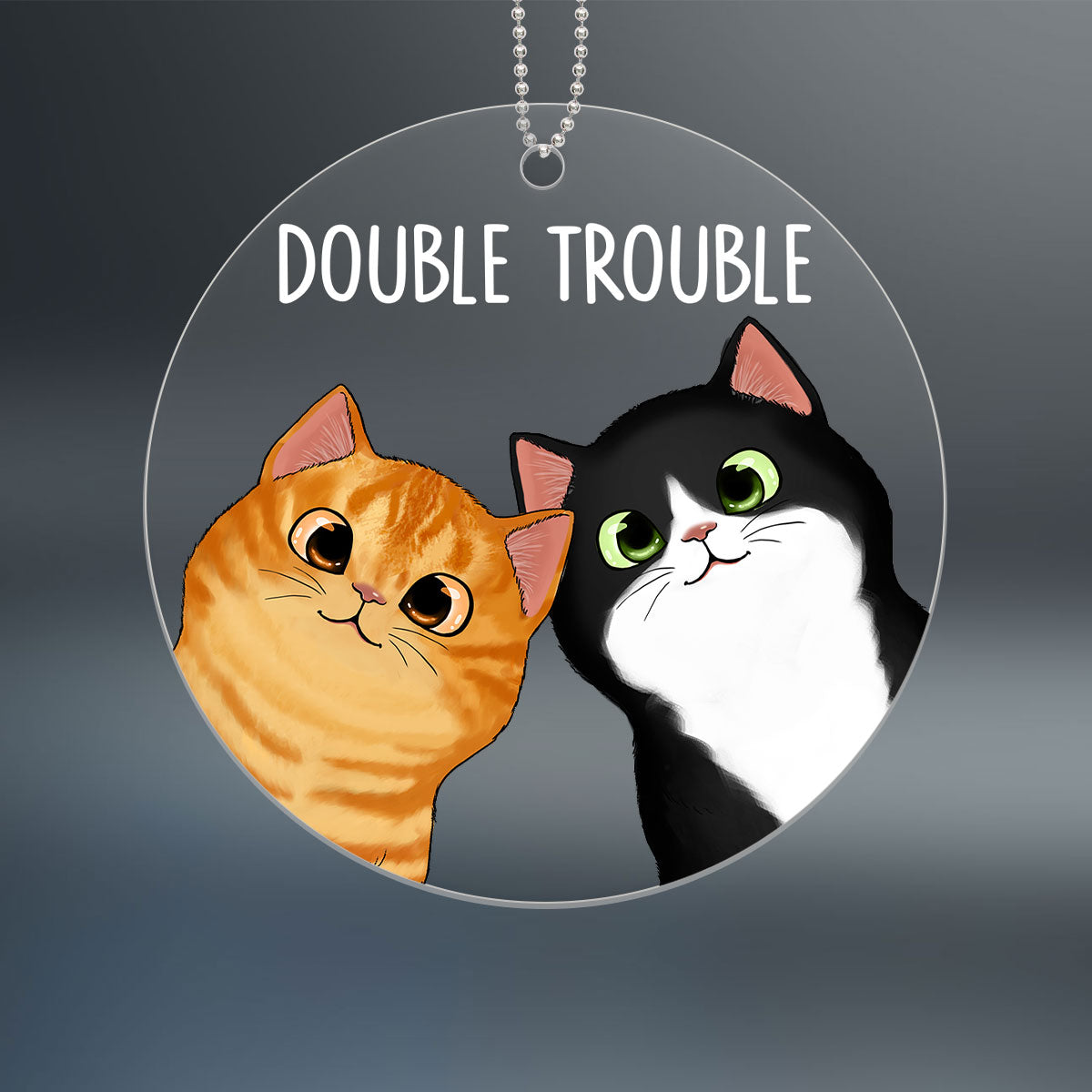 Peeking Cats Double Trouble Personalized Acrylic Ornament