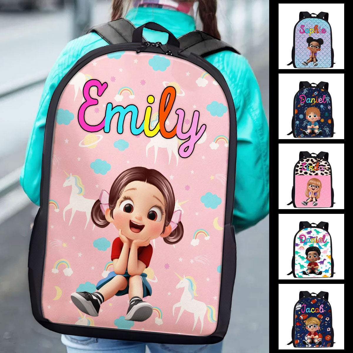 Unicorn, Mermaid, Dinosaur, Space Theme - Personalized Backpack - Back to School Backpack for Kids