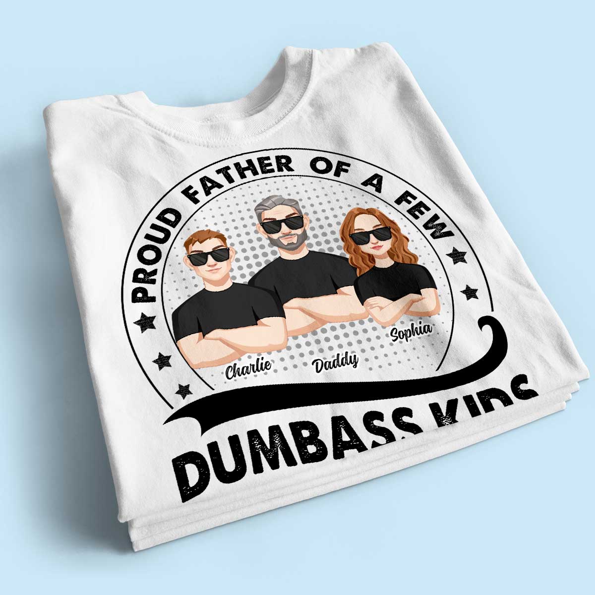 Proud Father Of A Few Kids Retro Circle Personalized Shirt