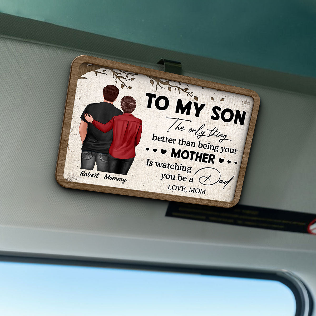 To My Son From Mom Watching You Be A Dad Personalized Car Visor, Father's Day Gift For Son