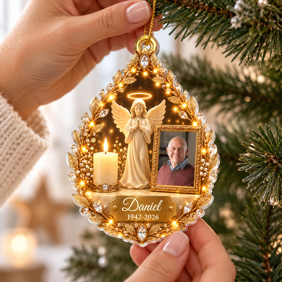 Guardian Angel Photo Memorial - Personalized Acrylic Ornament - Heartfelt Sympathy Gift for Loved Ones