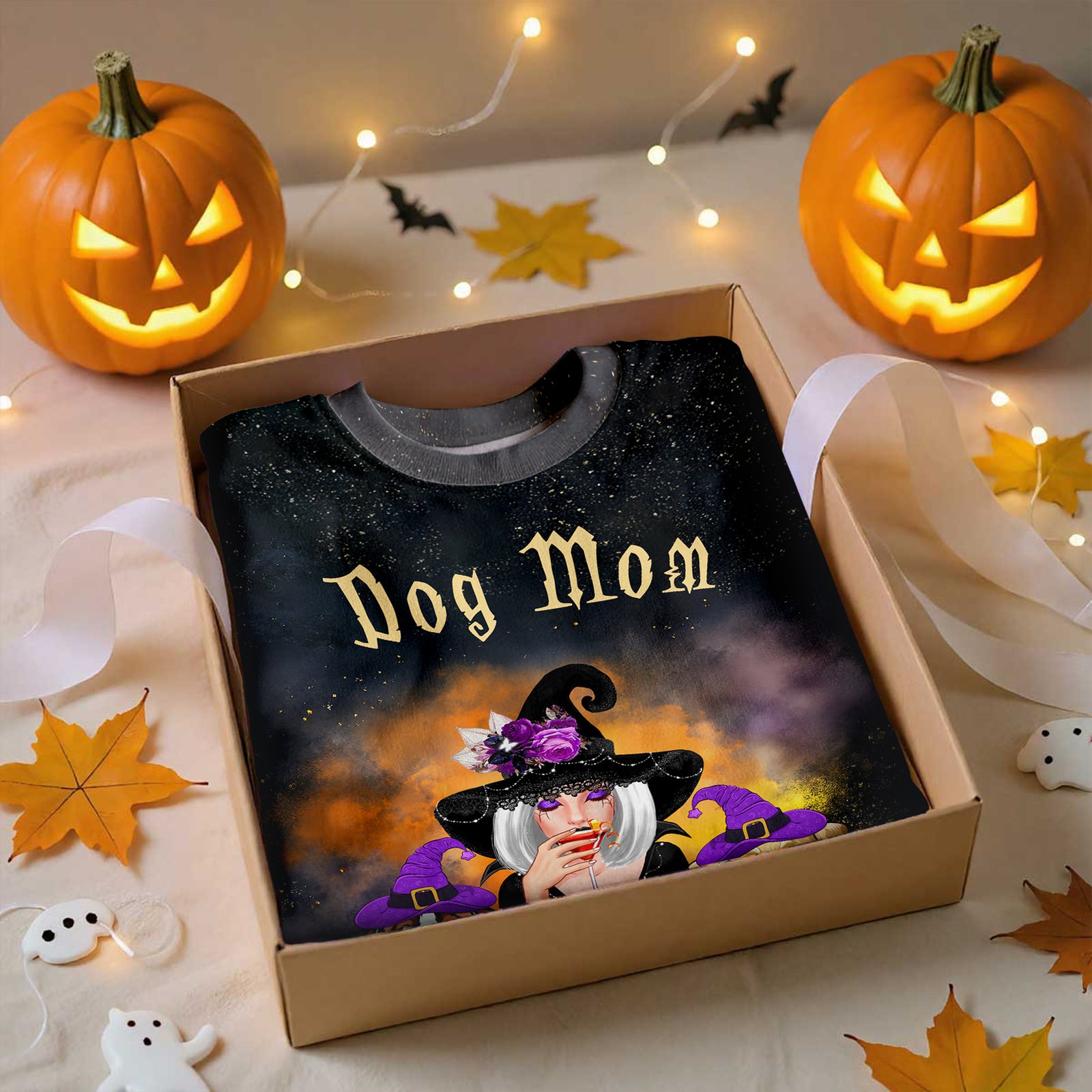 Pretty Witch Dog Mom Witchy Ombre Tie-Dye Pattern Personalized Shirt, Pawfect Costume for Dog Lover
