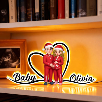 Expecting Parents Christmas Pregnancy - Personalized Light Box