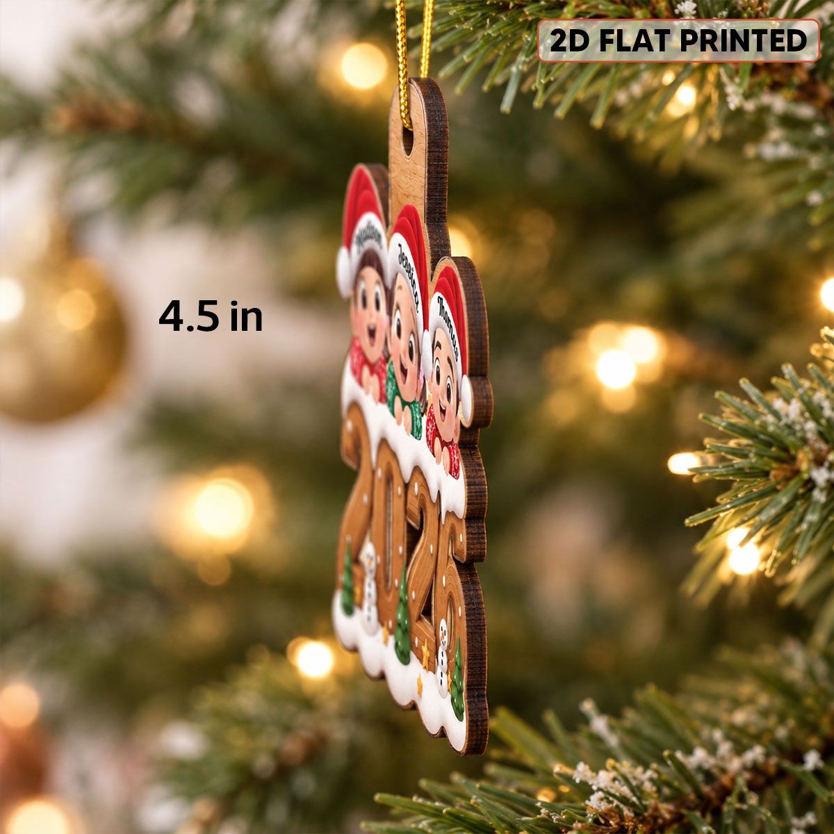 Kids on Snowy Wooden 2026 - Personalized Wooden Ornament - Christmas Gift for Family, Grandparents, Grandma