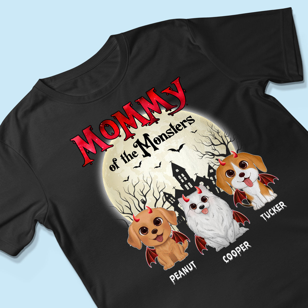 Mommy Of The Monsters Halloween Watercolor Cute Dogs Cats - Personalized Shirt