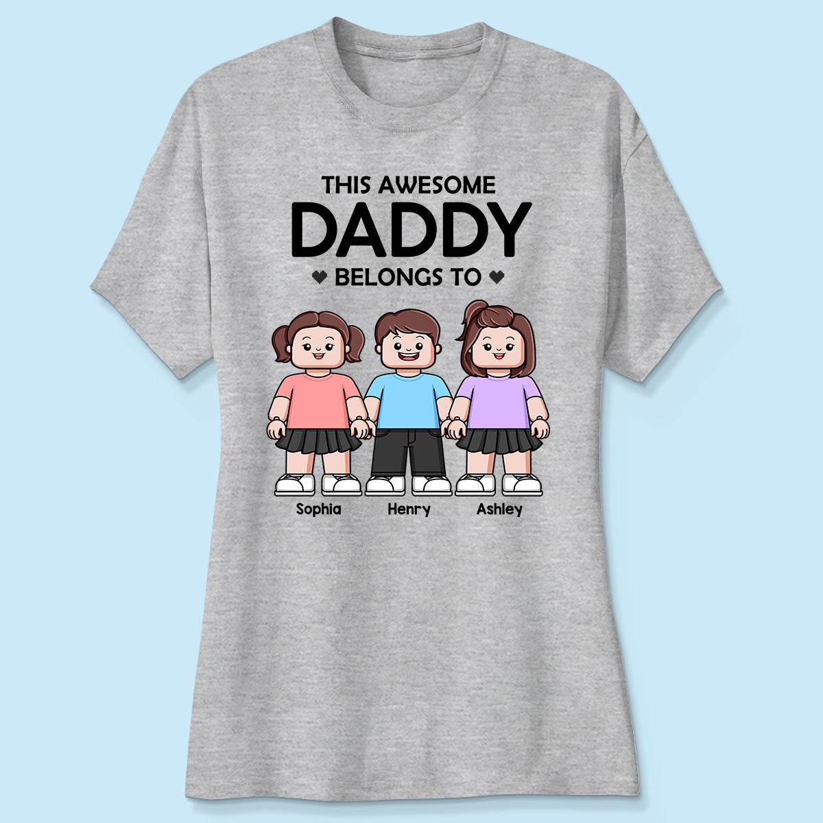 This Awesome Daddy Belongs To Kids Block Characters Personalized Shirt