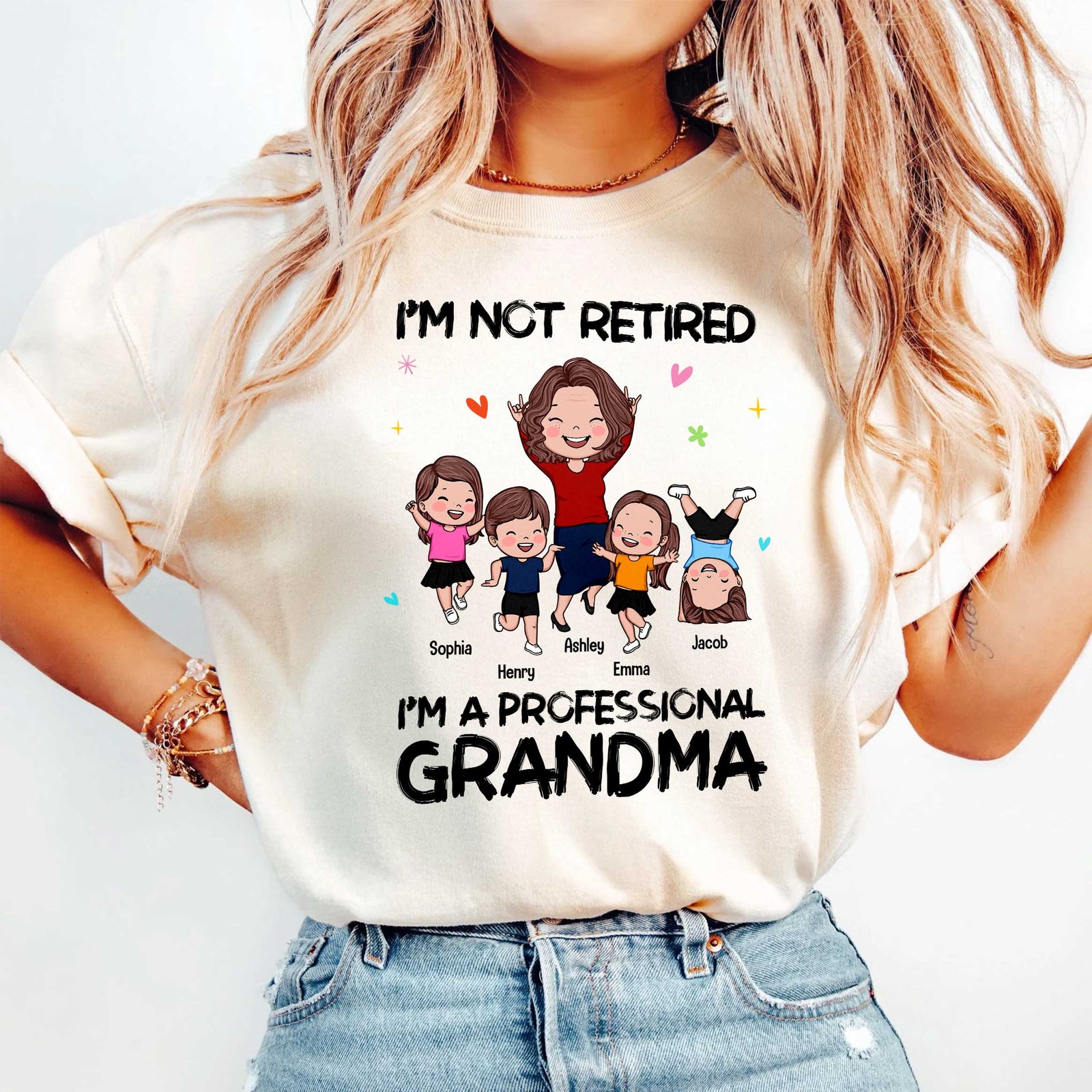 I'm Not Retired I'm A Professional Grandma Happy Grandma Grandkids Personalized Shirt
