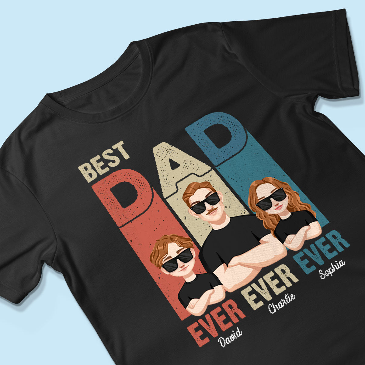Best Dad Ever Retro Frame Letters Personalized Shirt