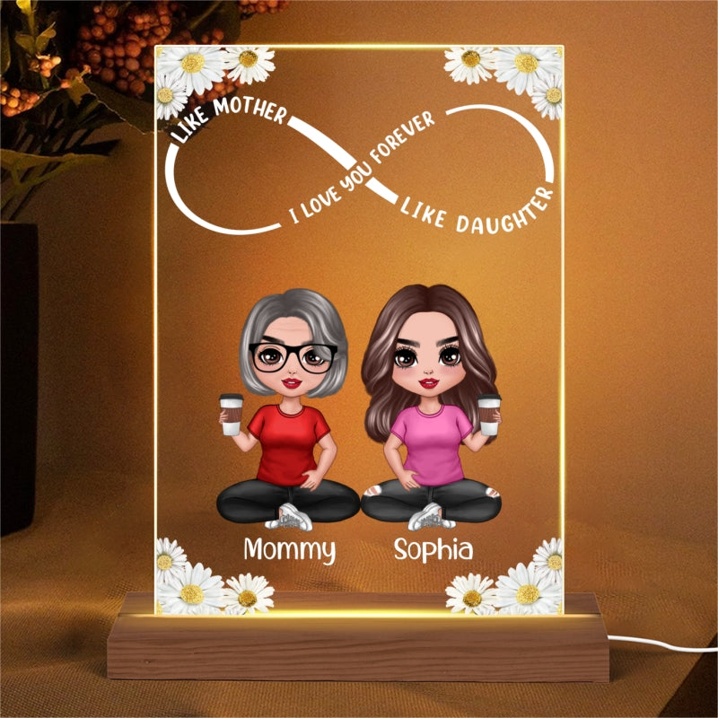 Infinity Like Mother Like Daughter Personalized Rectangle Acrylic Plaque LED Night Light