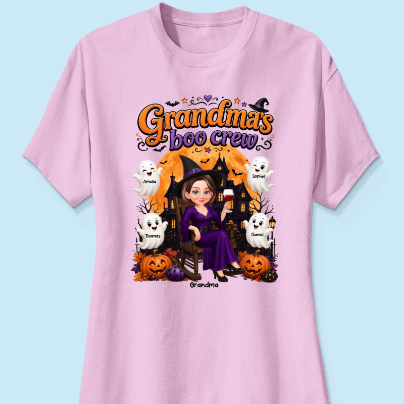 Cute Halloween Haunted House Grandma's Boo Crew - Personalized Shirt - Halloween Gift For Grandma