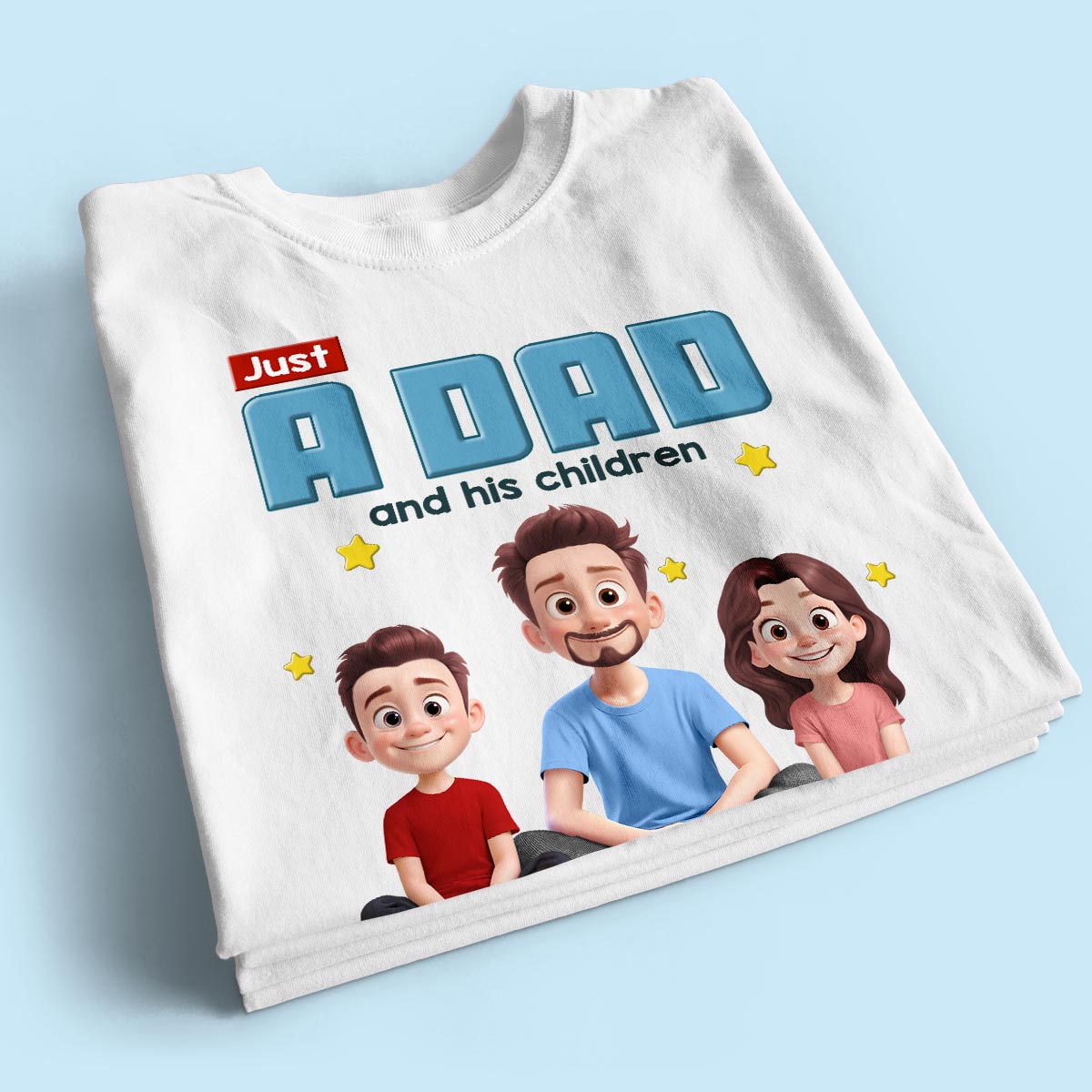 Just A Dad And His Kids Cartoon Funny Style Personalized Shirt, Gift For Dad