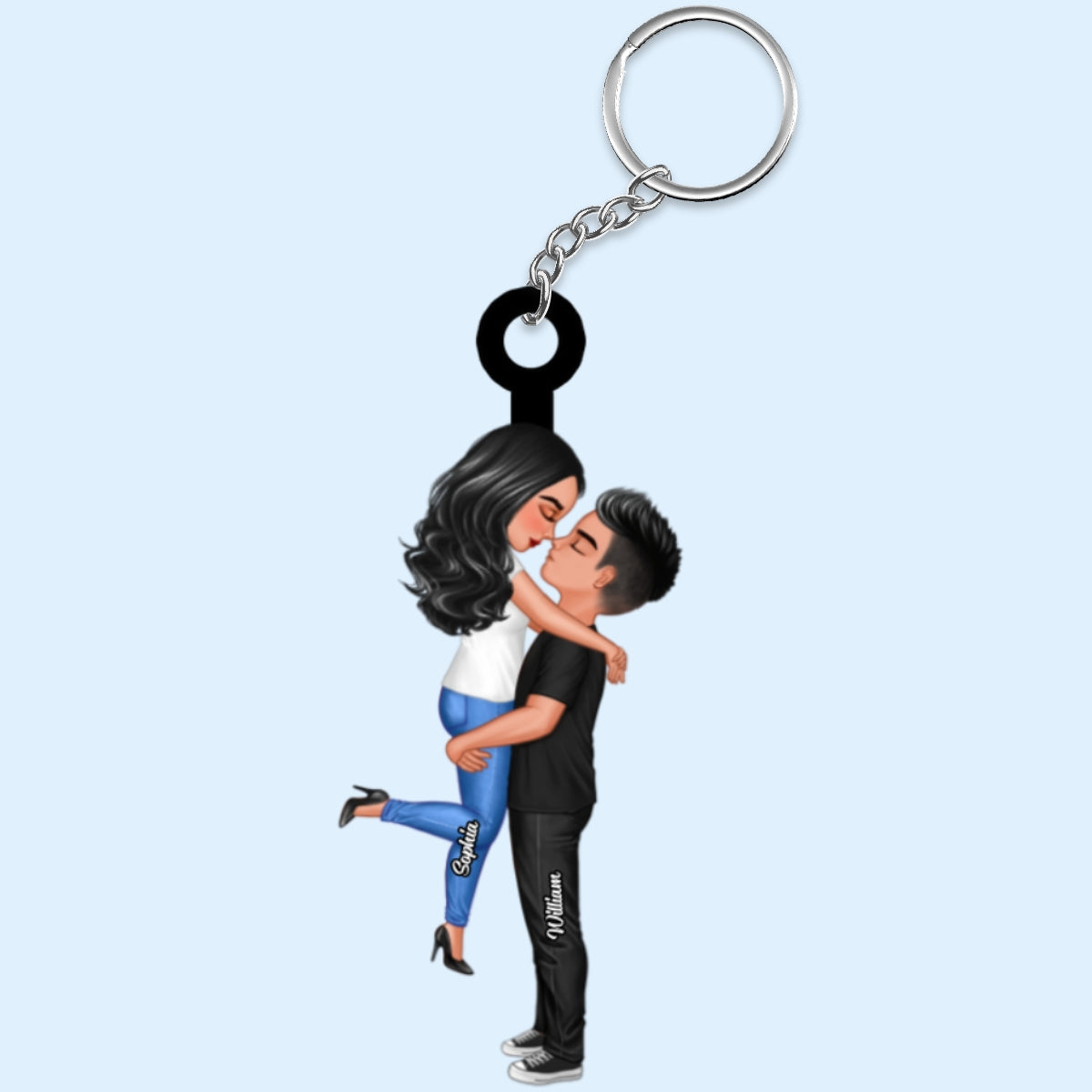 Doll Couple Hugging Kissing Personalized Acrylic Keychain