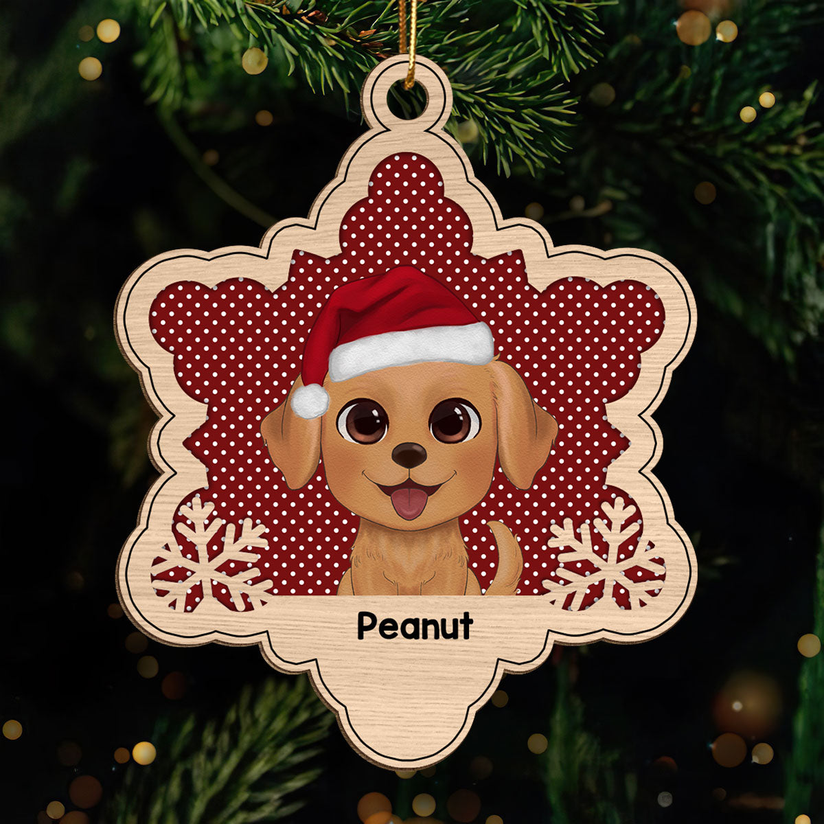 Funny Dog Christmas Gift For Dog Lover Snowflake Personalized Wooden Ornament