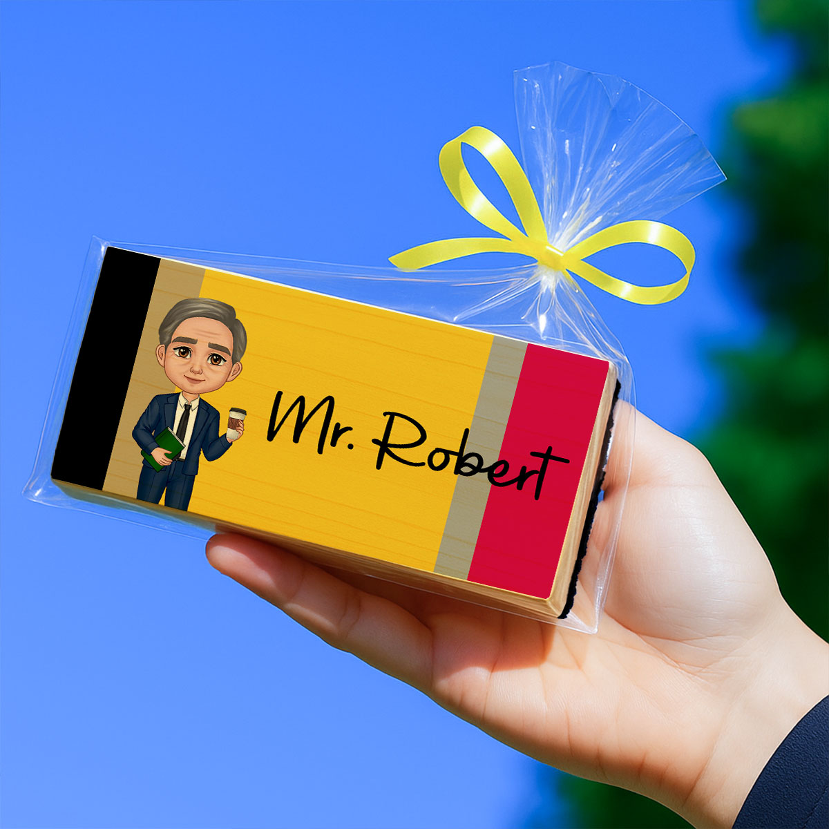 Doll Teacher Pencil Pattern Personalized Chalkboard/Whiteboard Eraser with Marker, Teacher Appreciation Gift, Back To School Gift