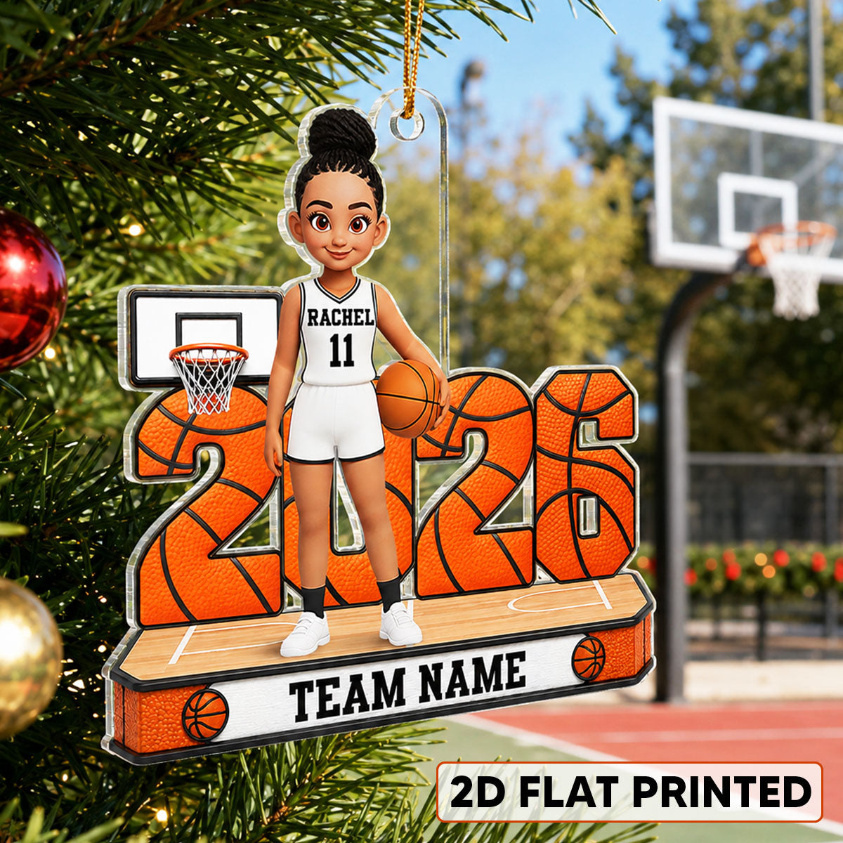 Proud Basketball Player - Personalized Acrylic Ornament - Christmas Gift, Keepsake For Basketball Players, Son, Daughter, Grandson, Granddaughter