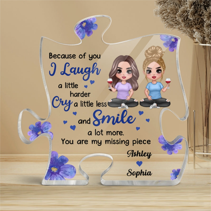 Floral Doll Girls Sitting Gift For Best Friends Personalized Puzzle Acrylic Plaque