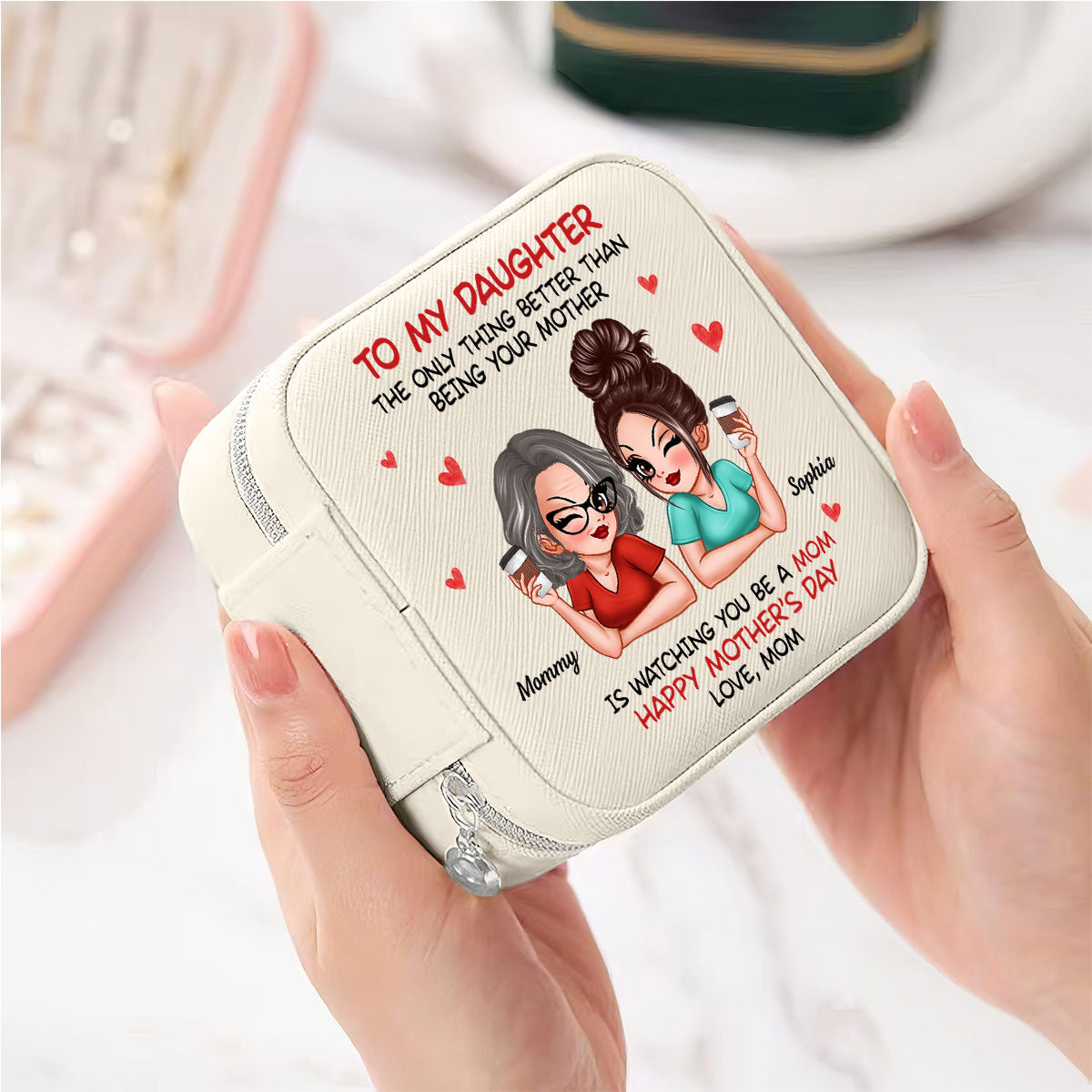 To My Daughter From Mom Happy Mother's Day Personalized Jewelry Box, Gift For Daughter