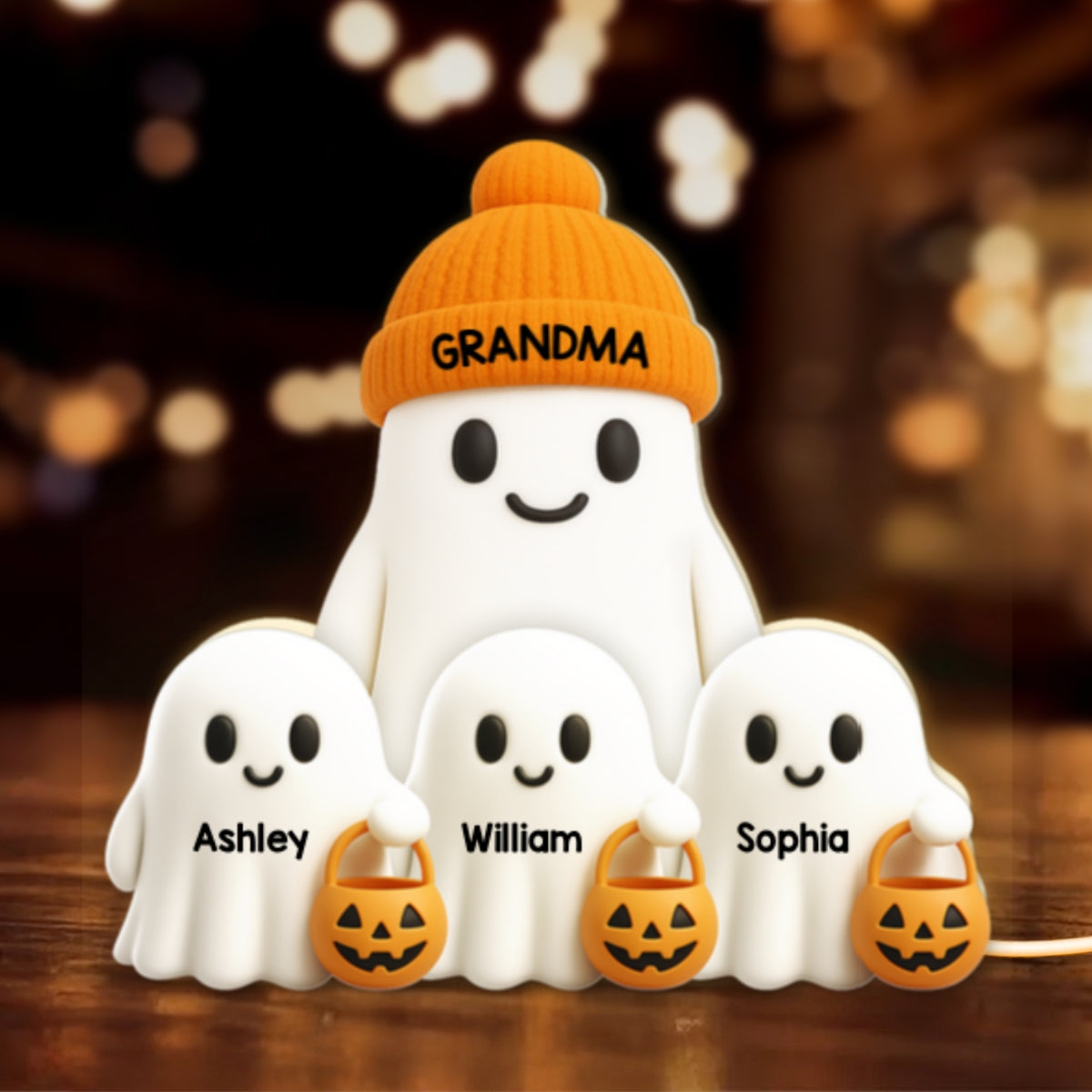 3D Effect Grandma Boo Crew Fall Halloween Decor Personalized Light Box - Gift For Grandmas