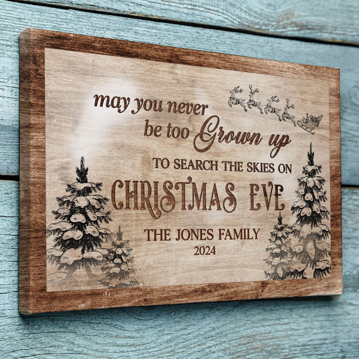 May You Never Be Too Grown Up To Search The Skies Canvas, Family Vintage Holiday Gift Wall Art