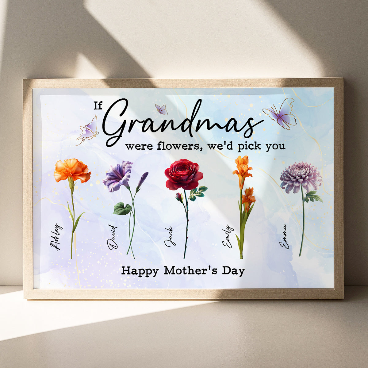 3D Effect Birth Month Flowers Grandma Mom If You Were Flowers Personalized Poster, Gift