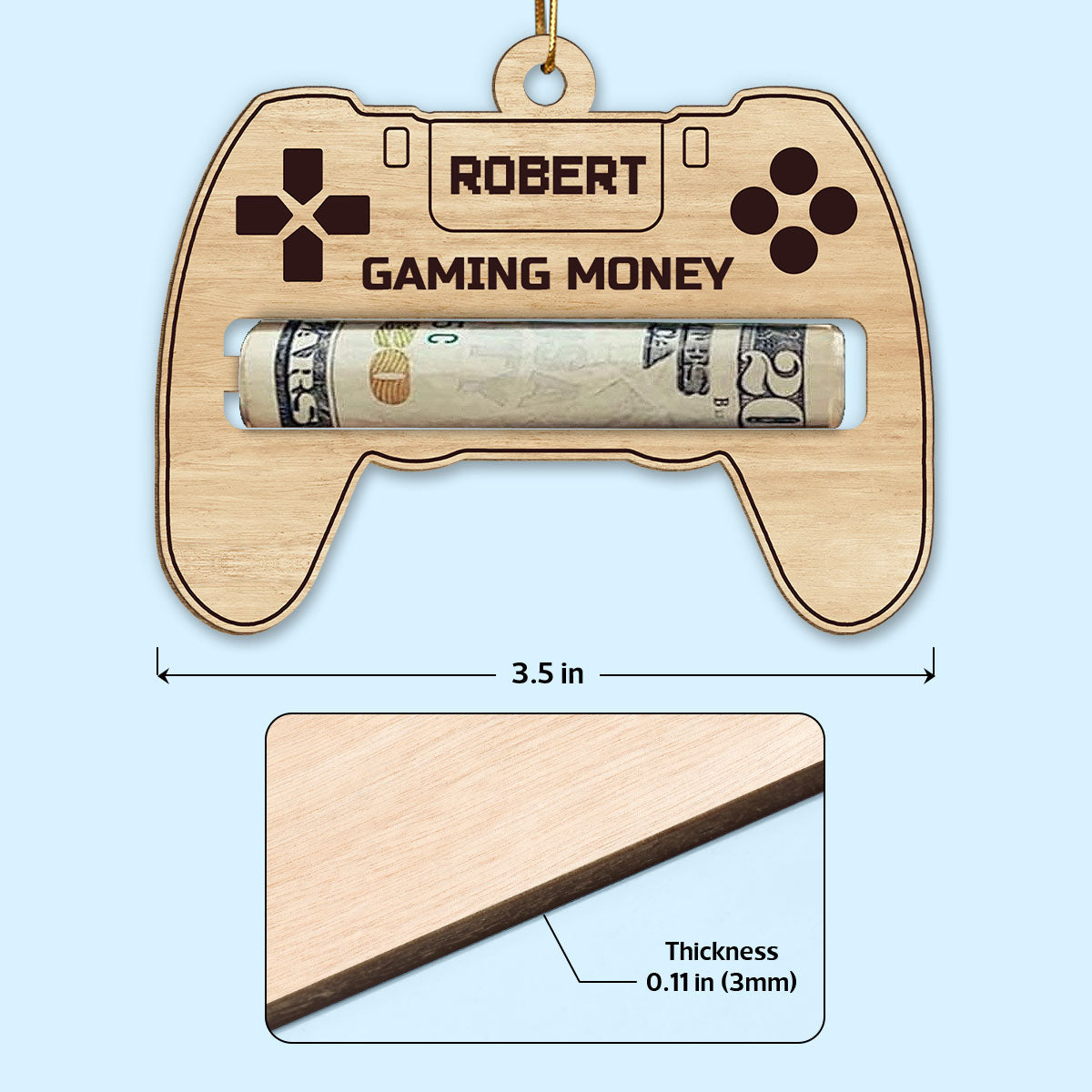 Gaming Money Christmas Gift For Gaming Lover Gamer Personalized Wooden Money Holder Ornament