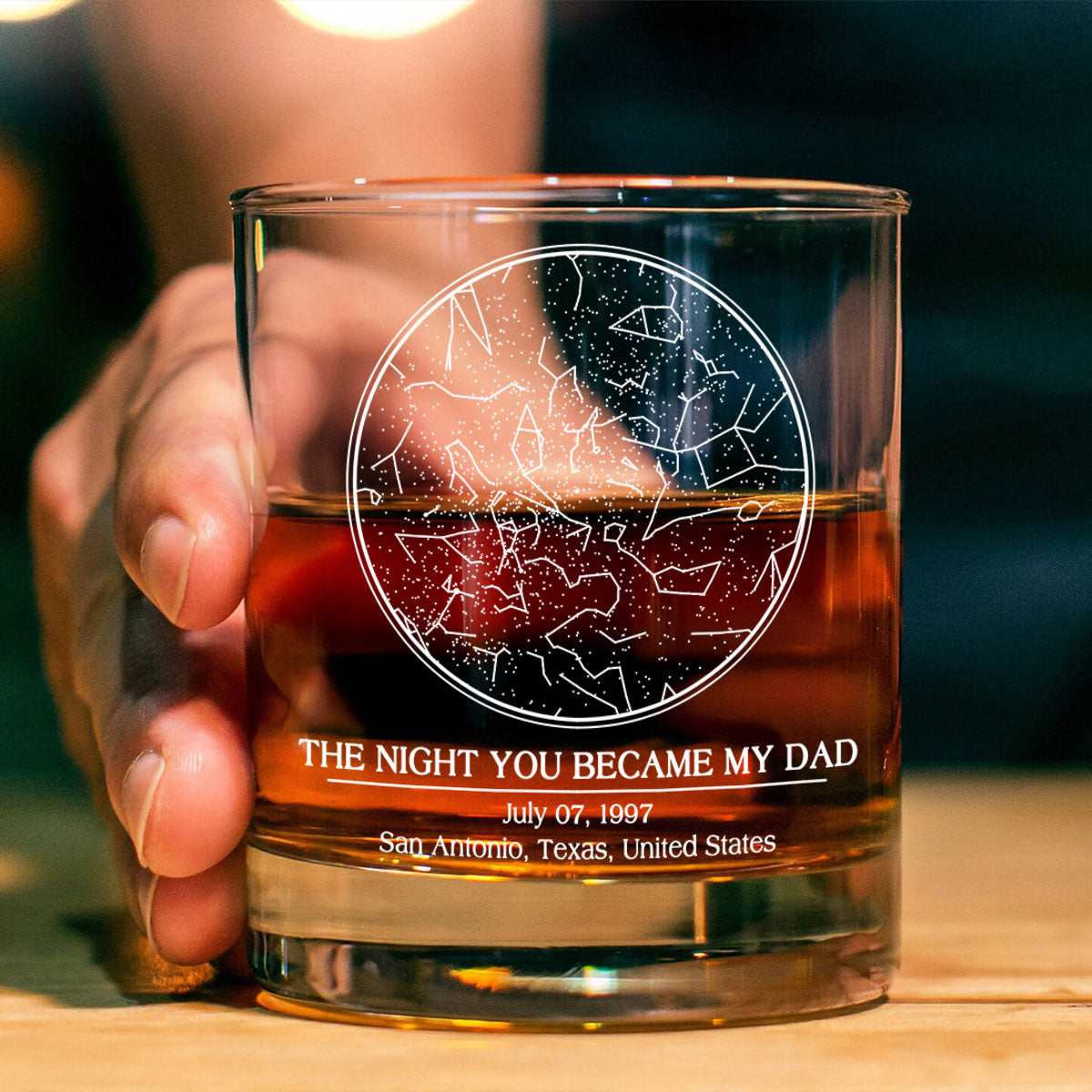Custom Star Map by Date, The Day You Became My Dad Personalized Wine Glass, Father's Day Gift for Dad, Gift for Husband
