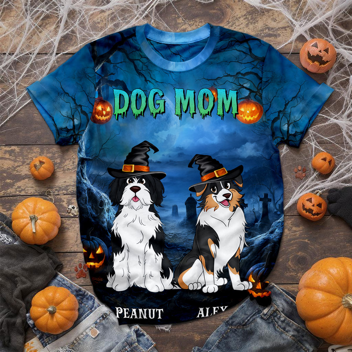 Dog Mom Halloween Night Theme Personalized Shirt, Pawfect Costume for Dog Lover