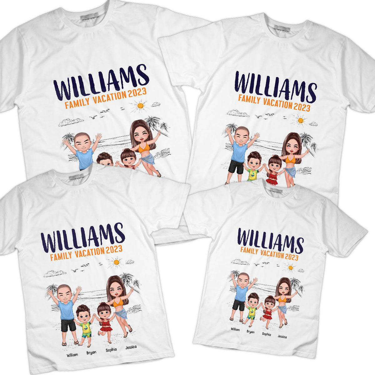 Family Vacation Happy Doll Family Summer Trip Personalized Shirt