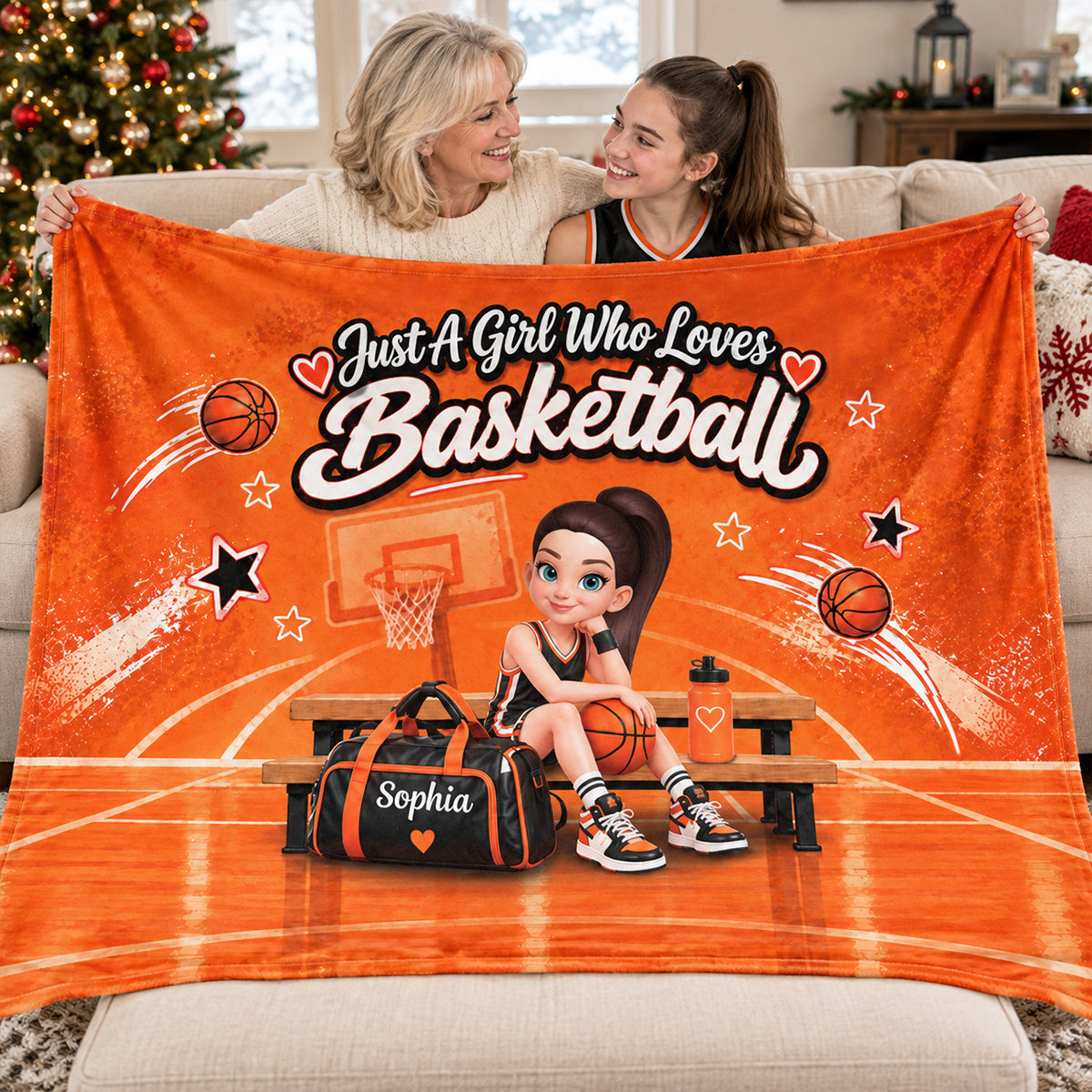 Just a Boy Girl Who Loves Basketball - Personalized Fleece Blanket - Christmas Gift for Daughter, Granddaughter, Team Players