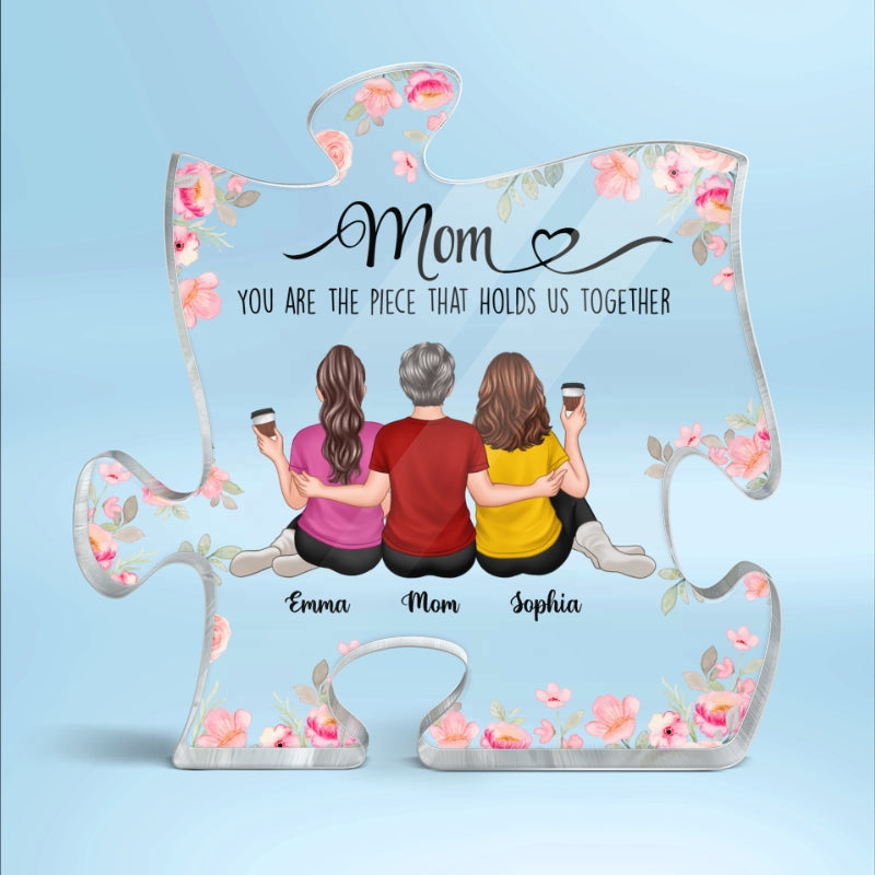 Embracing Mom Daughters You Are The Piece Personalized Puzzle Acrylic Plaque