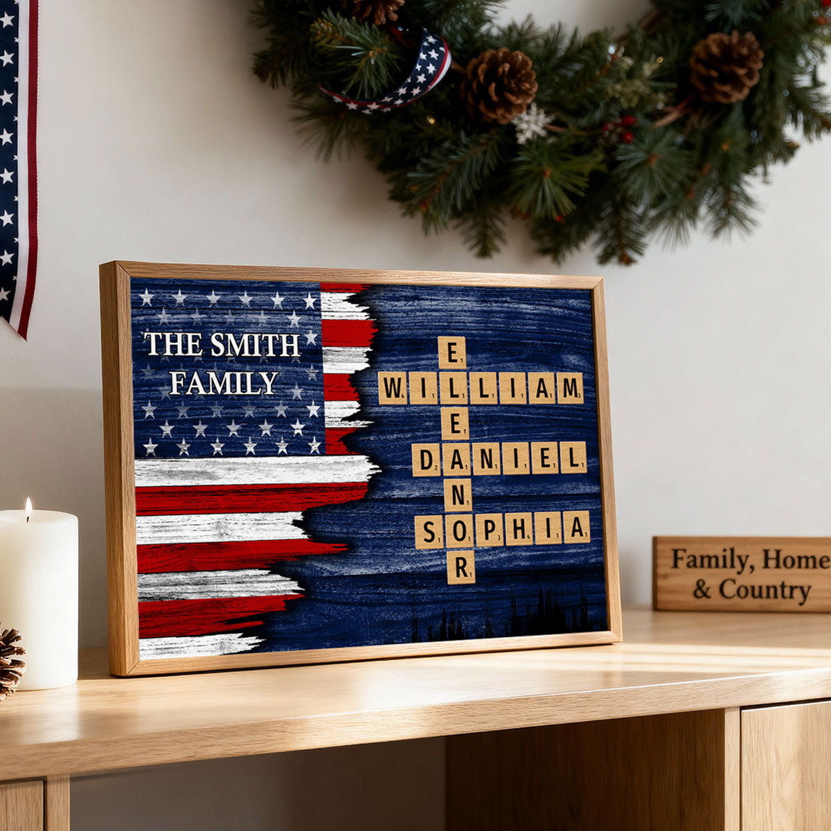 Half Nation Flag Pride Family Crossword Puzzle Art - Personalized Poster - Gift For Family
