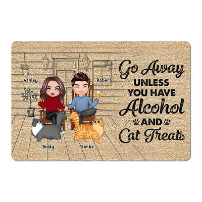 Go Away Funny Cat Lovers Personalized Doormat